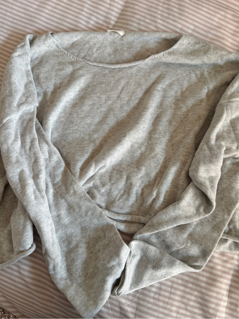 Brandy Melville Light Gray Boatneck Long Sleeve Top